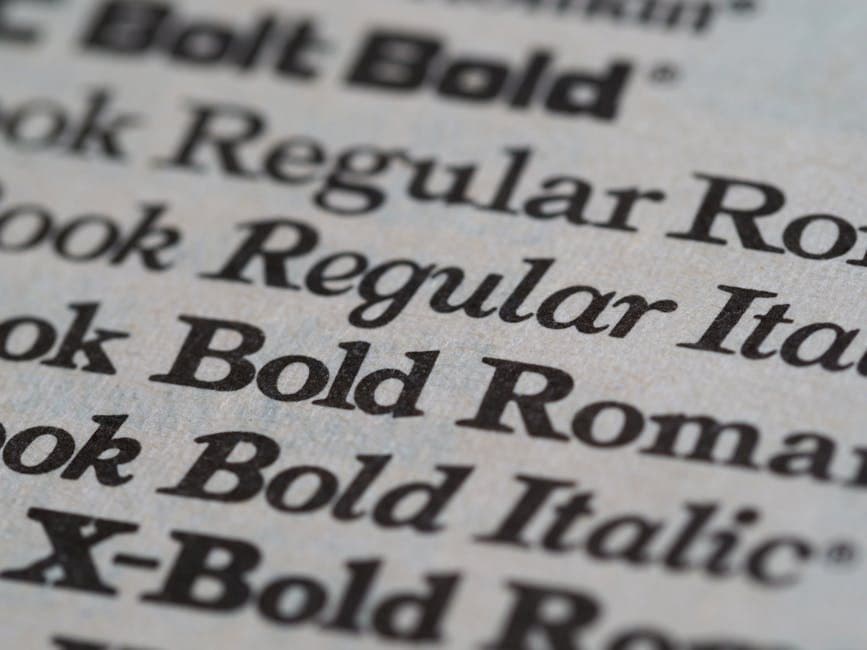 Close-up of printed resume text showing various font styles